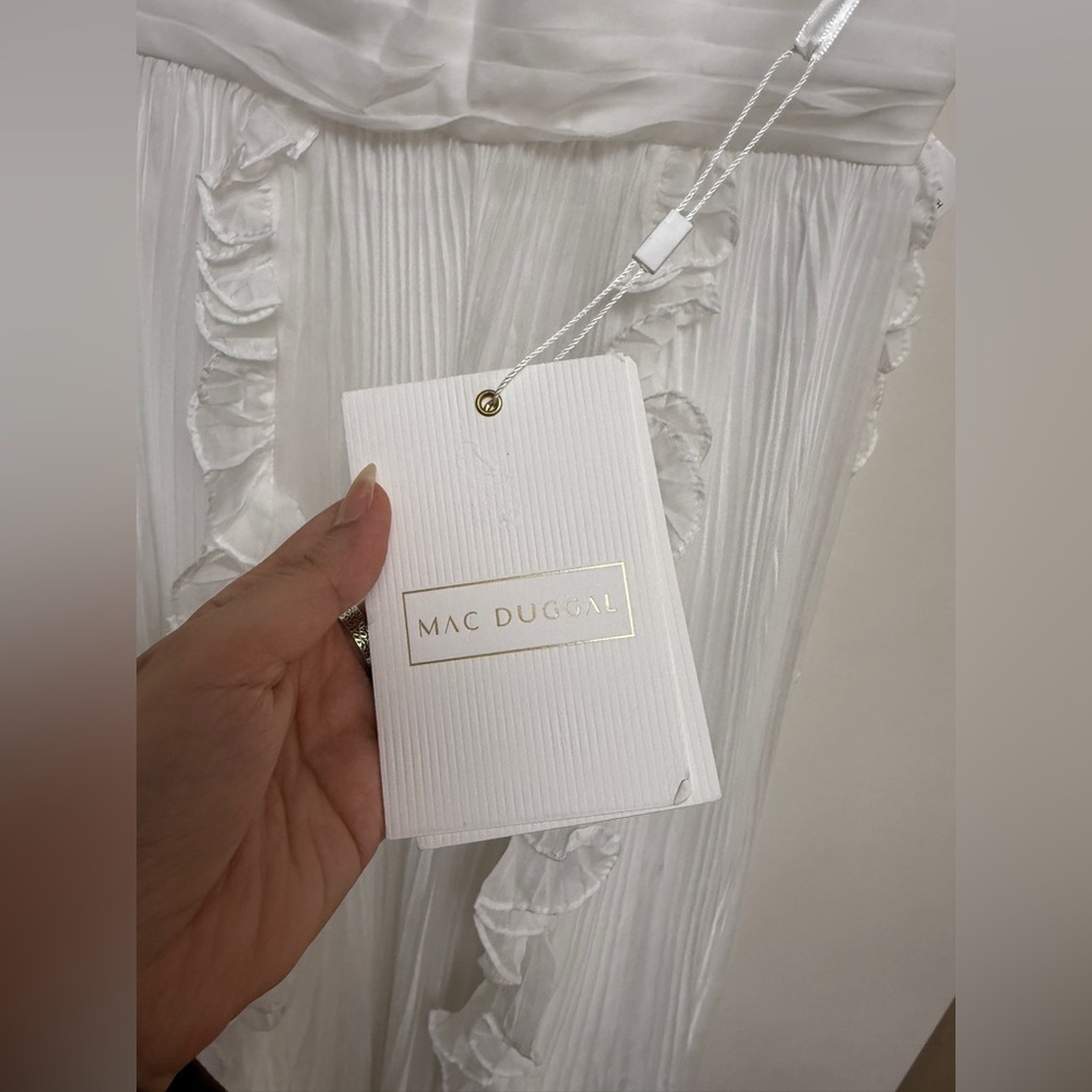 NWT | 49533 Mac Duggal White Ruffled Maxi Dress Size 8 - Picture 10 of 16